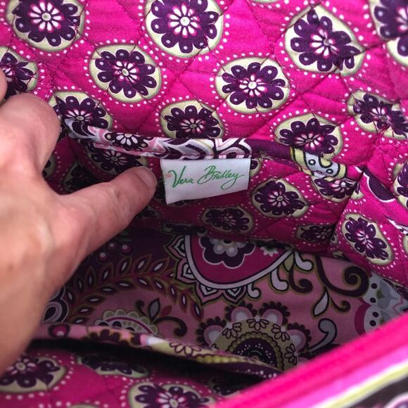 Vera Bradley Pink Paisley Tote Zipper Top Lots of Pockets Inside - Picture 4 of 8